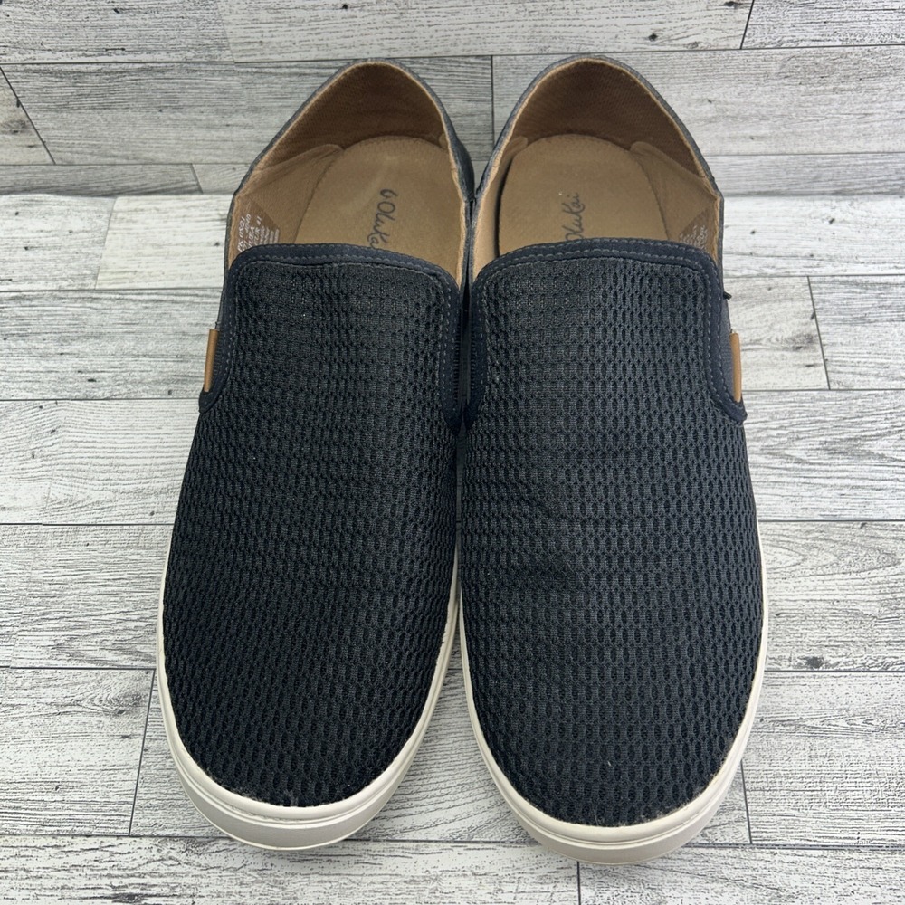 OluKai Women's‎ Pehuea Shoes Black Mesh Low Top Slip On Casual Sneakers Sz 11 US
